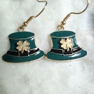 Irish St. Patrick Clover Shamrock Hat Earrings Choice